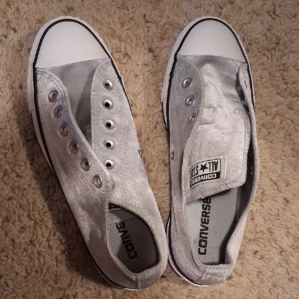 Converse Kids Metallic Silver Slip-On Sneakers